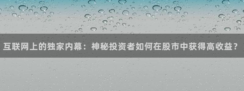 互联网上的独家内幕：神秘投资者如何在股市中获得高收益？